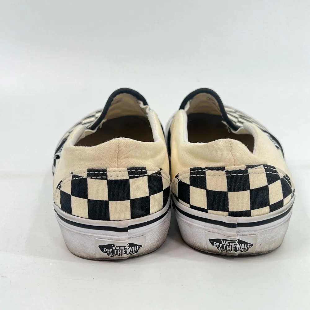 Vans Classic Slip-On Checkerboard Shoe Black and Off White Size 8 Eight - Picture 7 of 11